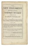 BIBLES, etc.  1731  The New Testament.  First edition of the Wycliffe version.  Lacks the 2 portraits.